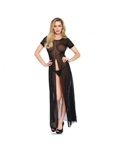 VESTITO LUNGO LEG AVENUE TRASPARENTE CON APERTURA FRONTALE TAGLIA M / L