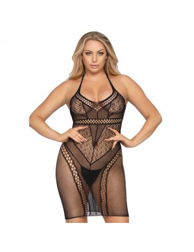 VESTITO MINI LEG AVENUE MULTI RETE TAGLIA UNICA - NERO