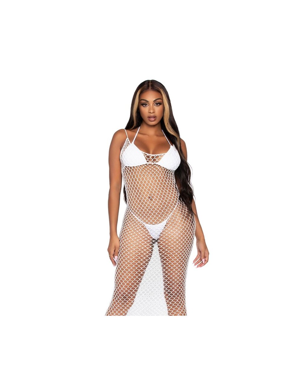 ABITO MAXI LEG AVENUE IN TWIST NET TAGLIA UNICA BIANCO