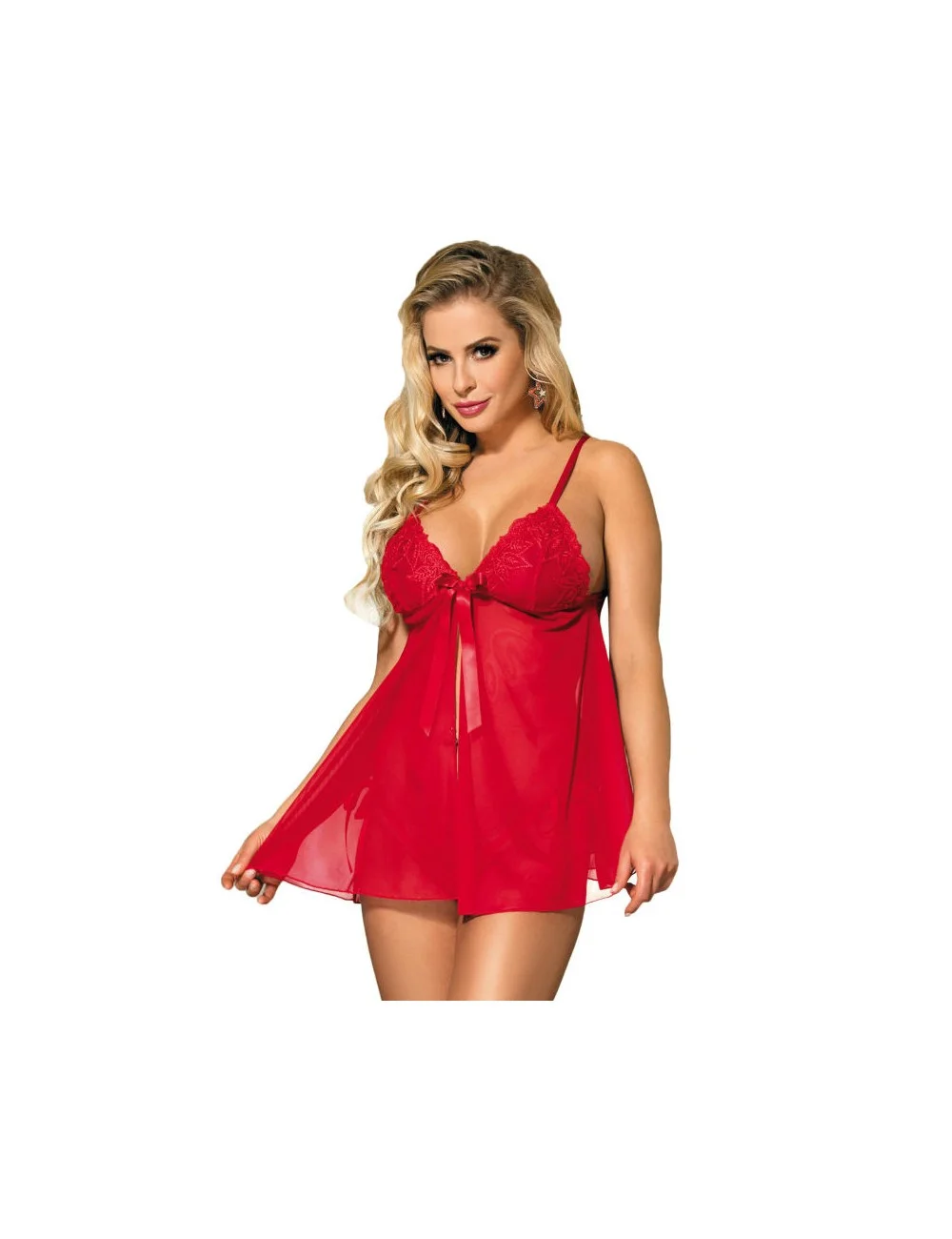 BABYDOLL SUBBLIME CON FIOCCO E LACCI FLOREALI ROSSO L / XL BABYDOLL SUBBLIME CON FIOCCO E LACCI FLOREALI ROSSO L / XL