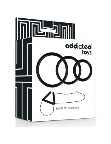 ADDICTED TOYS SET ANILLOS PENE NEGRO