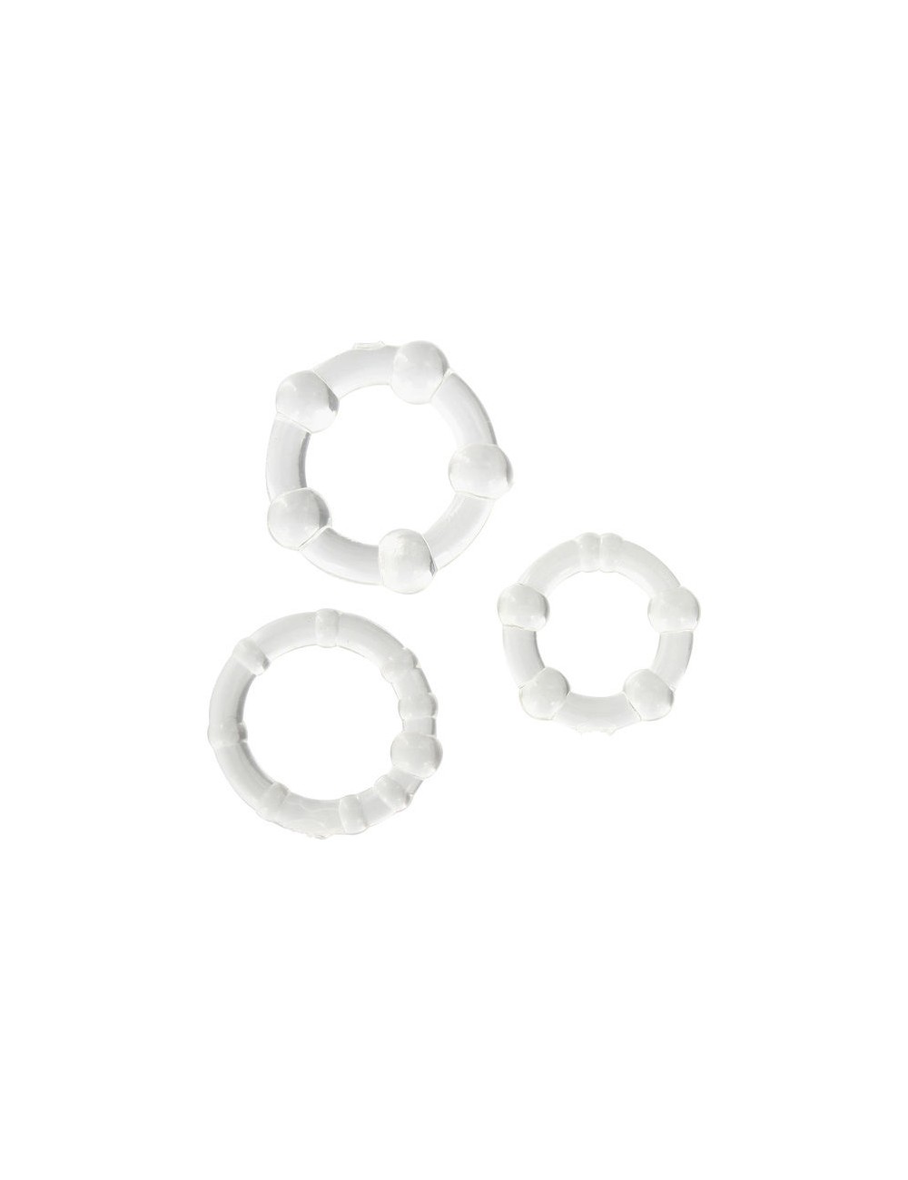 SEVENCREATIONS INSIEME DI TRE ANELLI DI PENE TRASPARENTI SEVENCREATIONS INSIEME DI TRE ANELLI DI PENE TRASPARENTI