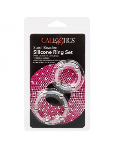 SET DI ANELLI IN SILICONE CON PERLINE IN ACCIAIO CALEX