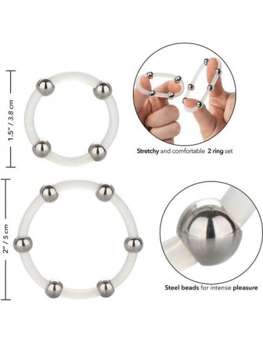 SET DI ANELLI IN SILICONE CON PERLINE IN ACCIAIO CALEX