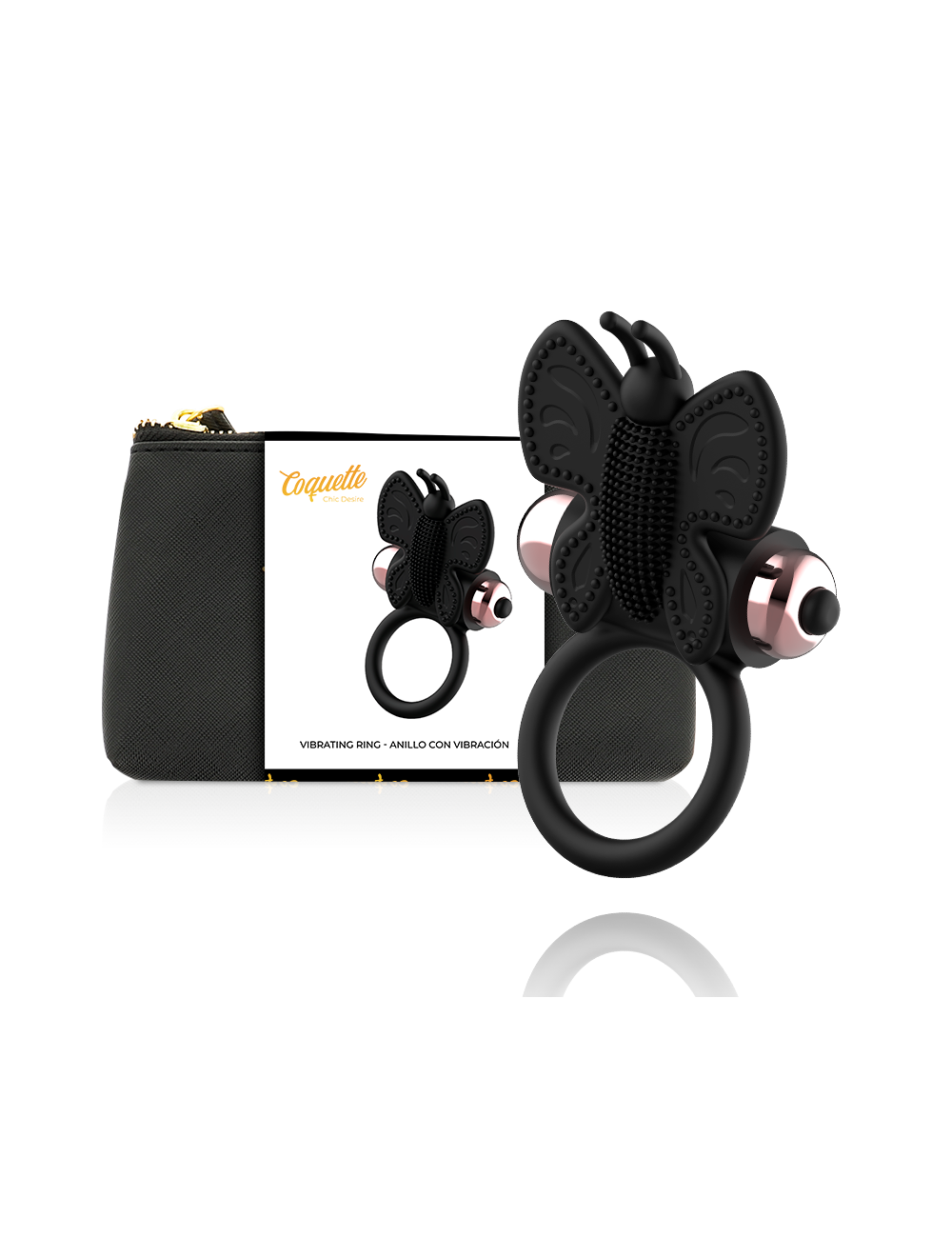 ANELLO CAZZO COQUETTE CHIC DESIRE FARFALLA CON VIBRATORE NERO/ORO ANELLO CAZZO COQUETTE CHIC DESIRE FARFALLA CON VIBRATORE NERO/ORO