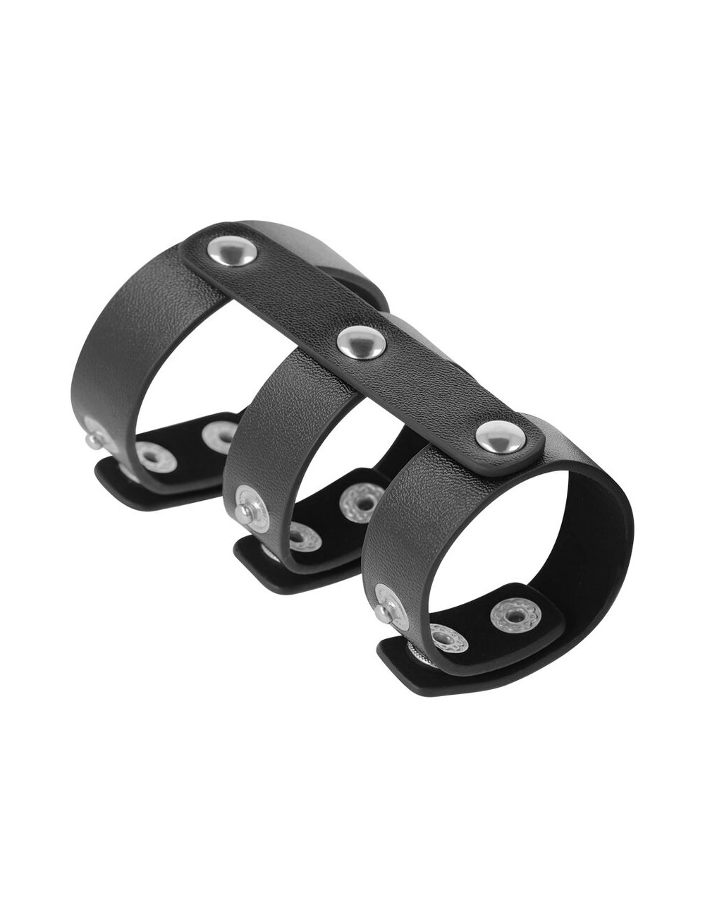 DARKNESS ADJUSTABLE LEATHER DOUBLE PENIS AND TESTICLES RING DARKNESS ADJUSTABLE LEATHER DOUBLE PENIS AND TESTICLES RING