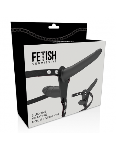FETISH SUBMISSIVE ARNÉS DOBLE PENETRACIÓN VIBRADOR NEGRO