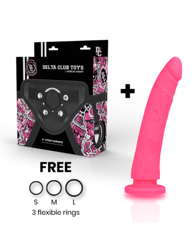 DELTA CLUB TOYS IMBRACATURA + DONG SILICONE ROSA 17 X 3 CM