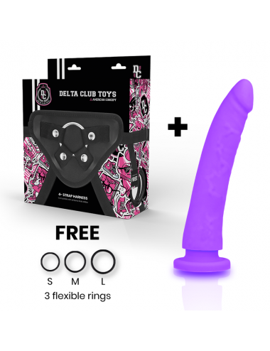 DELTA CLUB TOYS IMBRACATURA + DONG SILICONE VIOLA 17 X 3 CM
