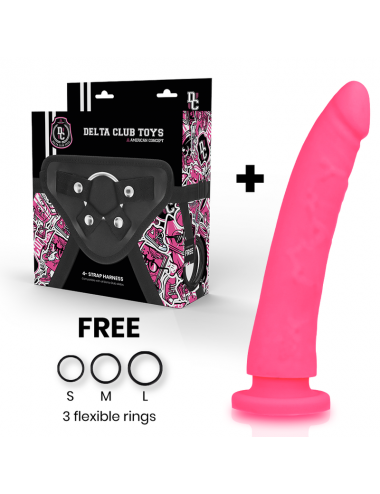 DELTA CLUB TOYS IMBRACATURA + DONG SILICONE ROSA 23 X 4
