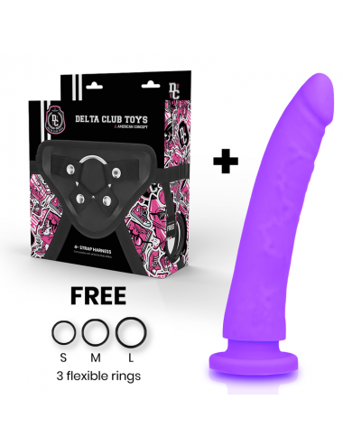 DELTA CLUB TOYS IMBRACATURA + DONG SILICONE VIOLA 23 X 4