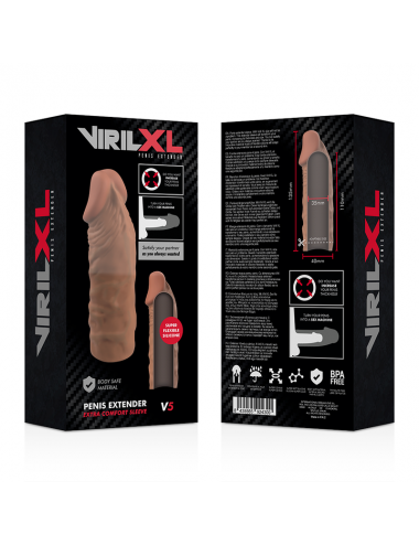 VIRILXL EXTENSION DE PENE LIQUID SILICONE V5 MARRON