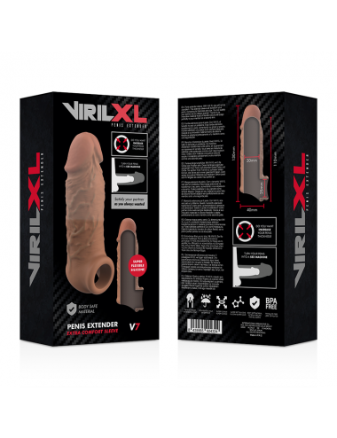 VIRILXL EXTENSION DE PENE LIQUID SILICONE V7 MARRON