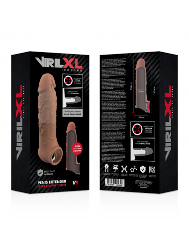 VIRILXL EXTENSION DE PENE LIQUID SILICONE V9 MARRÓN