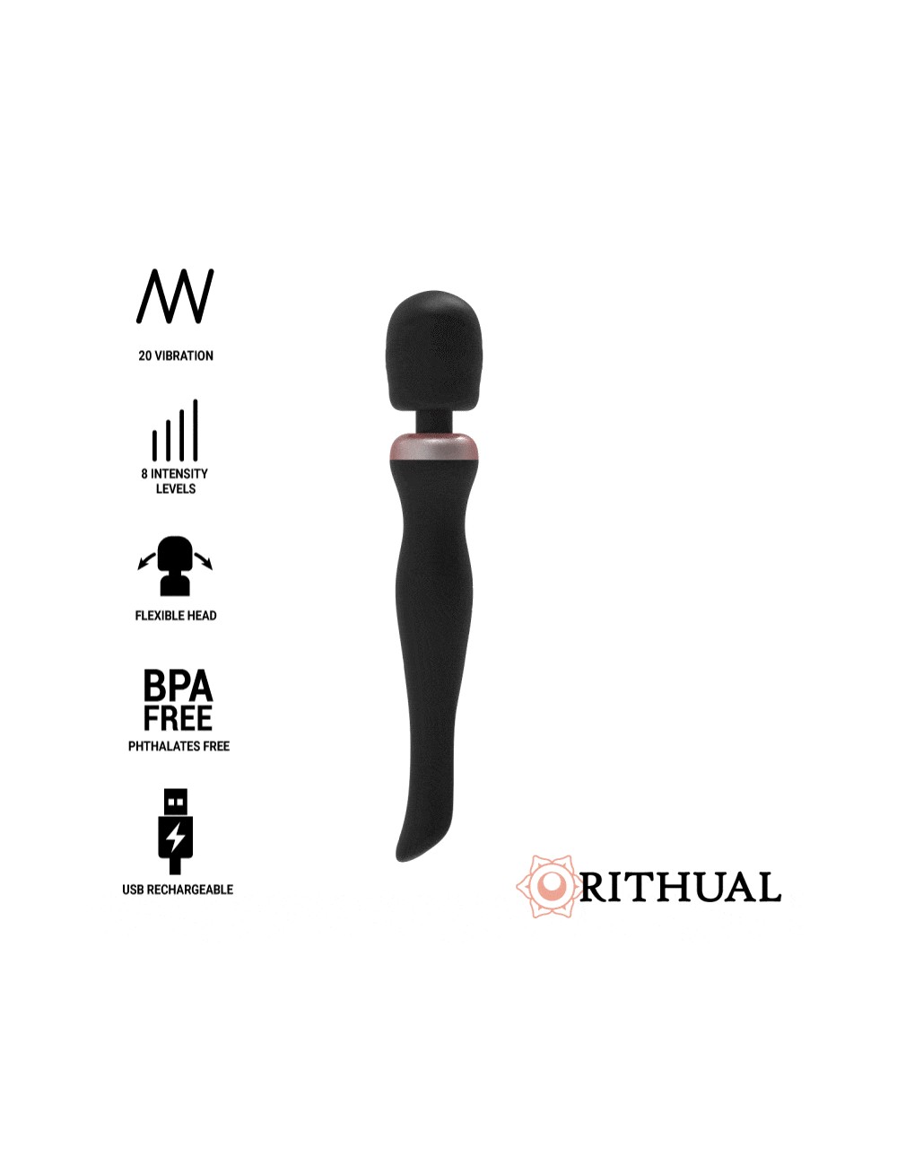 RITHUAL AKASHA WAND RECARGABLE POTENTE 2.0 NEGRO