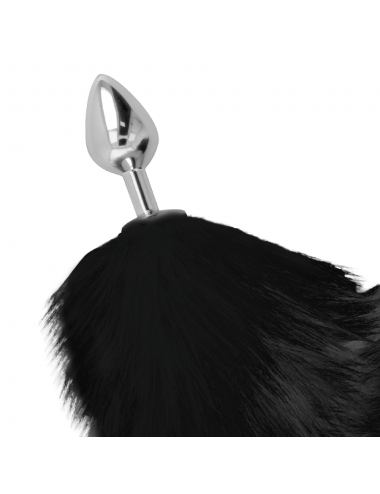 DARKNESS BLACK TAIL BUTT PLUG SILVER 8CM