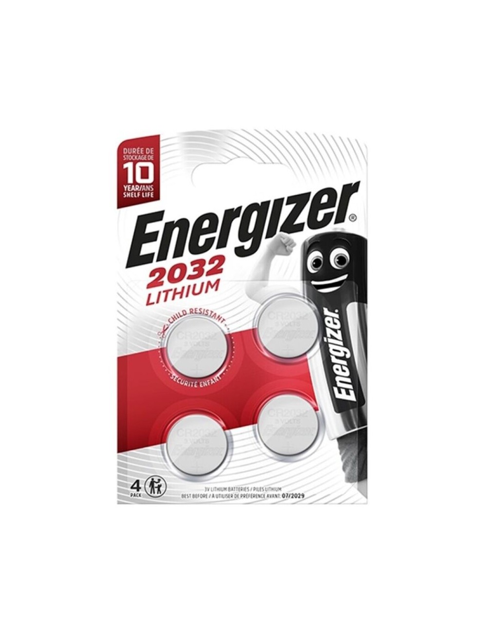 ENERGIZER BATTERIA LITIO PULSANTE CR2032 3V 4 UNITÀ