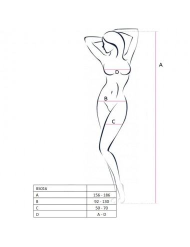 PASSION WOMAN BS016 BODYSTOCKING BIANCO TAGLIA UNICA