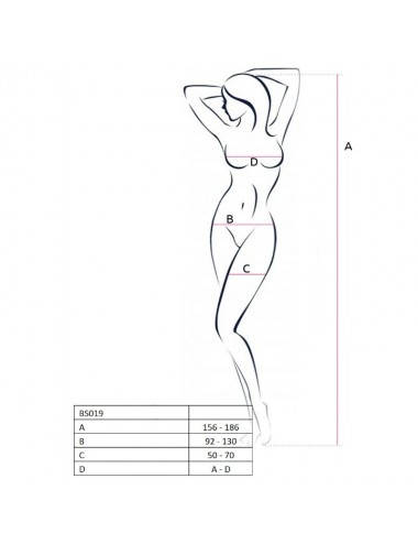 PASSION WOMAN BS019 BODYSTOCKING BIANCO TAGLIA UNICA
