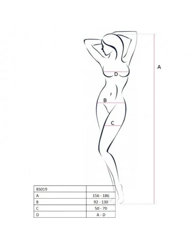 PASSION WOMAN BS019 BODYSTOCKING BIANCO TAGLIA UNICA