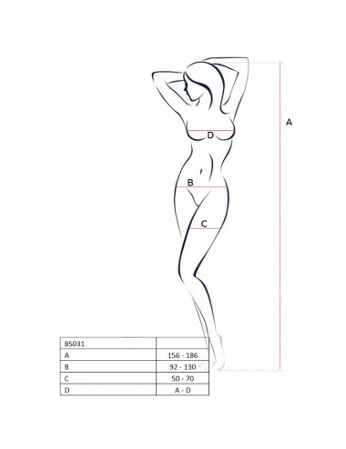 PASSION WOMAN BS031 BODYSTOCKING NERO TAGLIA UNICA