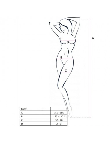 PASSION WOMAN BS031 BODYSTOCKING BIANCO TAGLIA UNICA