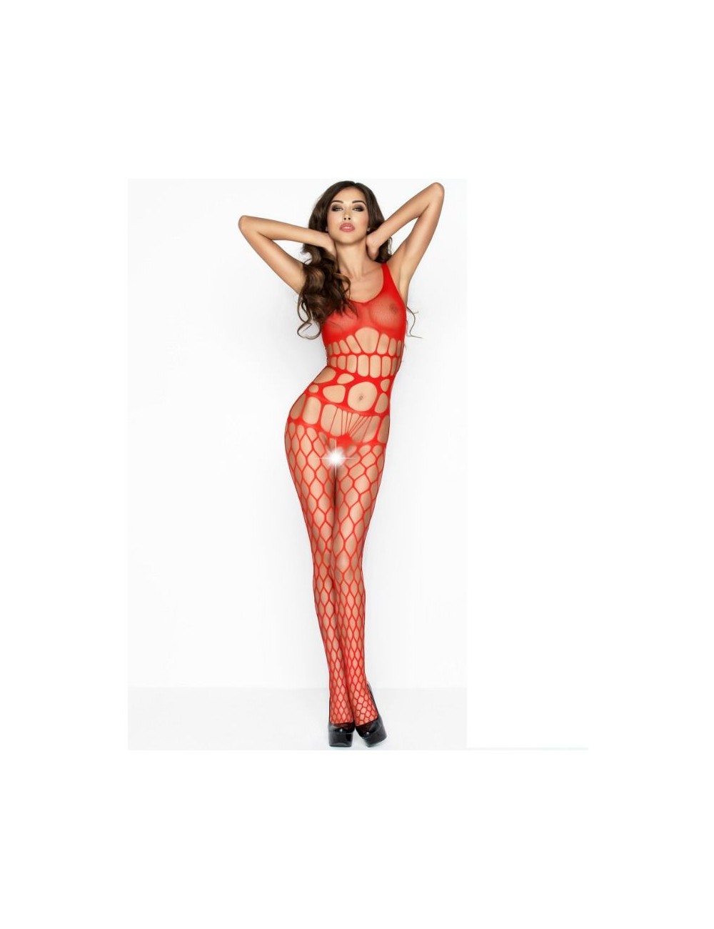PASSION WOMAN BS032 BODYSTOCKING ROSSO TAGLIA UNICA