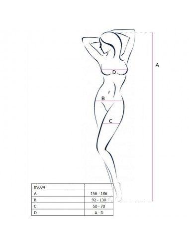 PASSION WOMAN BS034 BODYSTOCKING BIANCO TAGLIA UNICA