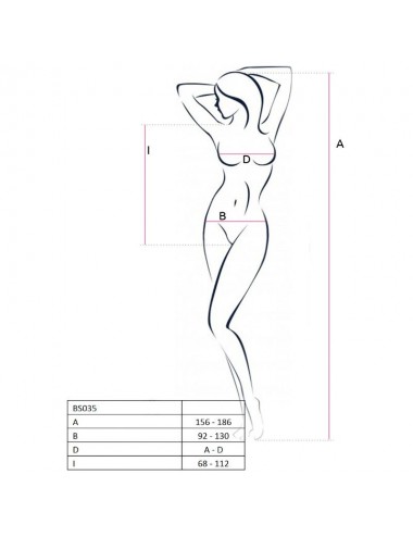 PASSION WOMAN BS035 BODYSTOCKING BIANCO TAGLIA UNICA