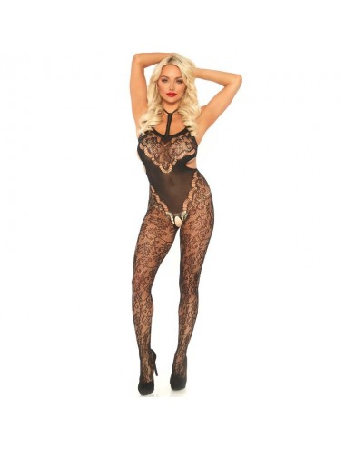 LEG AVENUE BODYSTOCK IN PIZZO CON CUT OUT T, .U.