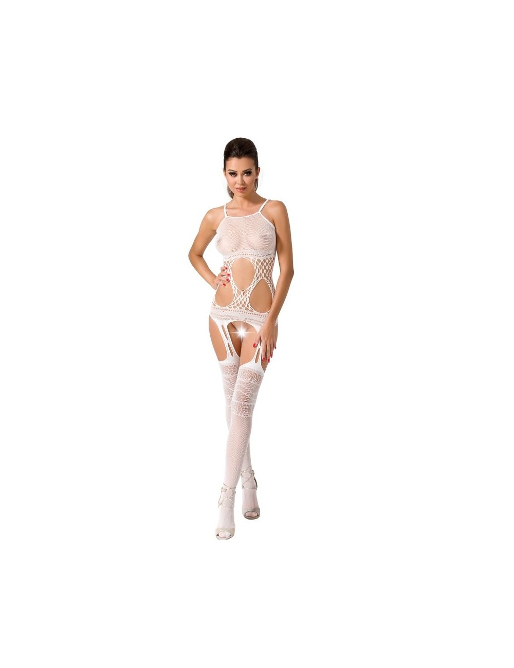 BODYSTOCKING PASSION WOMAN BS047 - TAGLIA UNICA BIANCO