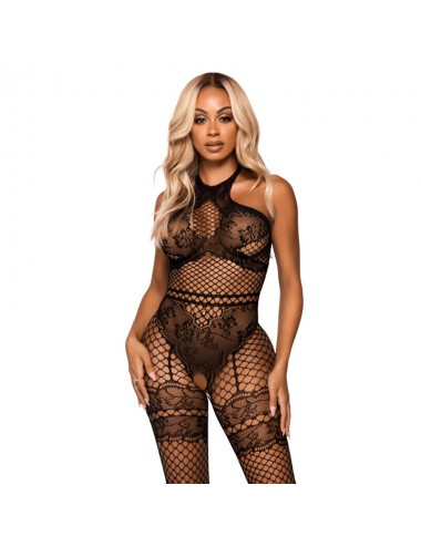 LEG AVENUE NET HALTER BODYSTOCKING TAGLIA UNICA - NERO