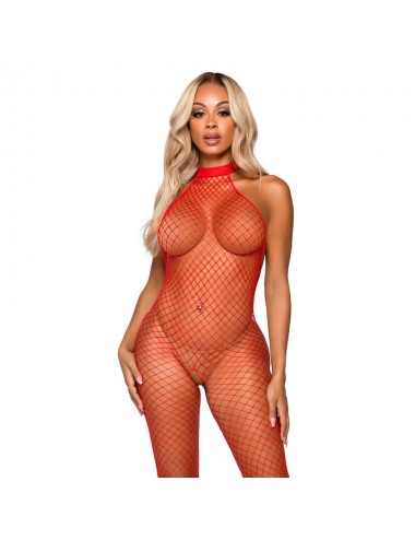 LEG AVENUE RACER NECK BODYSTOCKING TAGLIA UNICA - ROSSO