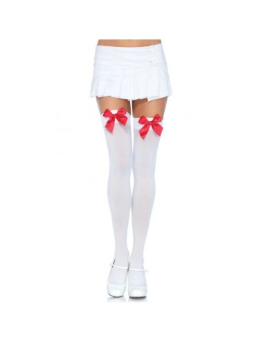 CALZINO LEG AVENUE IN NYLON CON FIOCCO BIANCO / ROSSO