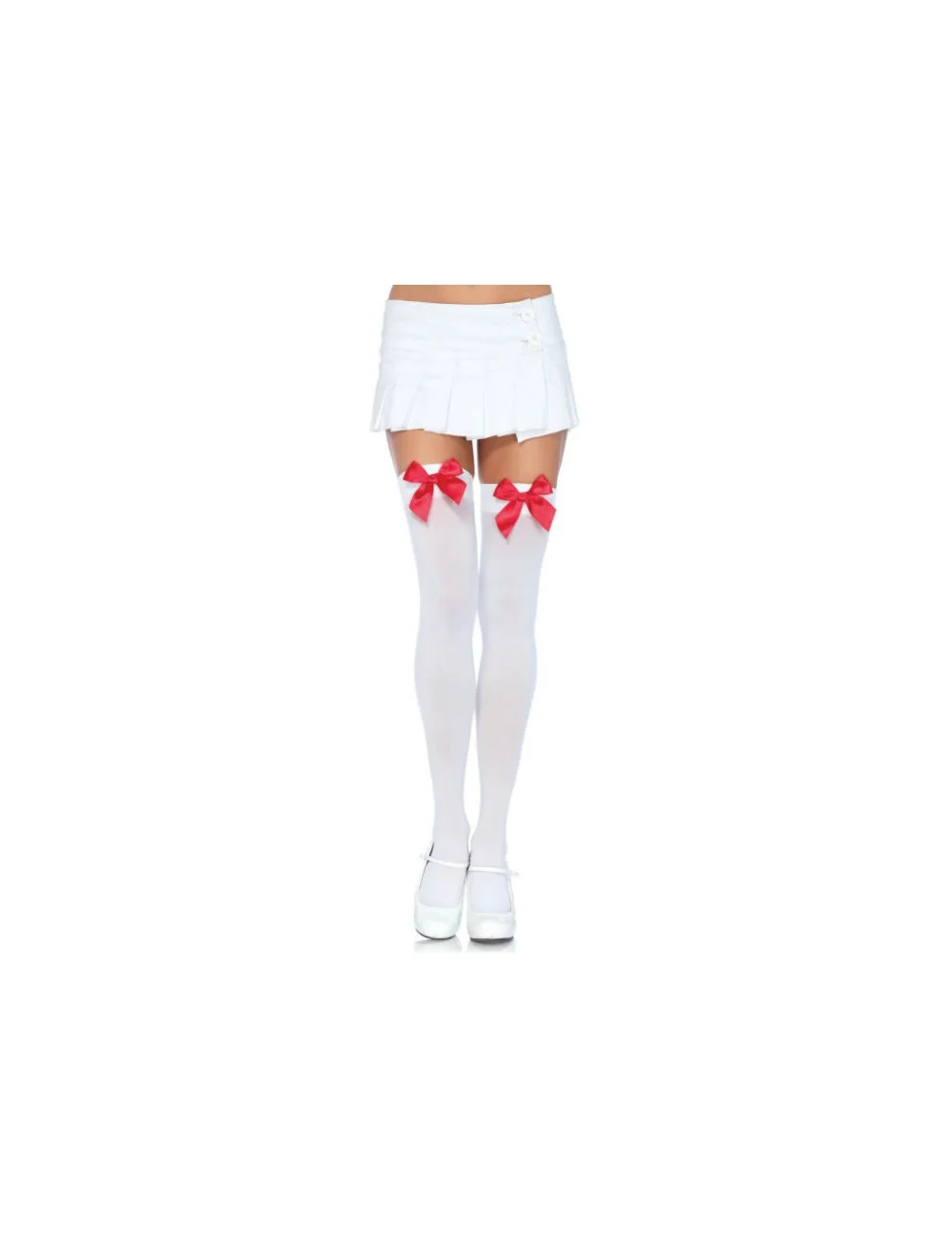 CALZINO LEG AVENUE IN NYLON CON FIOCCO BIANCO / ROSSO CALZINO LEG AVENUE IN NYLON CON FIOCCO BIANCO / ROSSO