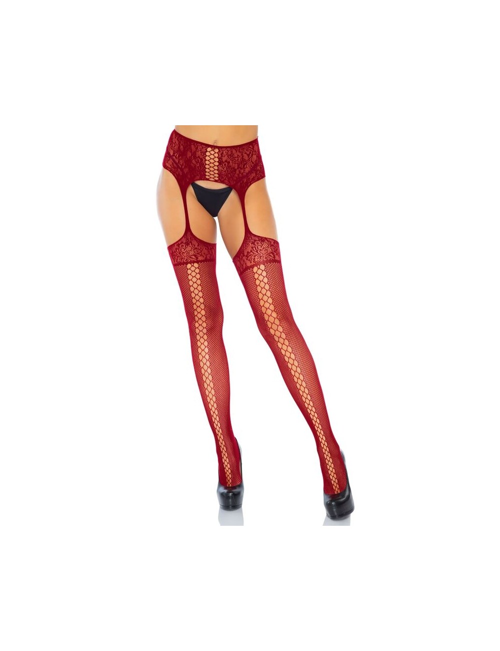 LEG AVENUE MEDIAS DE ENCAJES CON LIGUERO BURDEOS TALLA UNICA LEG AVENUE MEDIAS DE ENCAJES CON LIGUERO BURDEOS TALLA UNICA