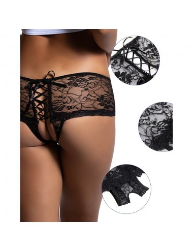 REGINA LINGERIE MUTANDINE IN PIZZO FLOREALE POSTERIORE APERTO L / XL