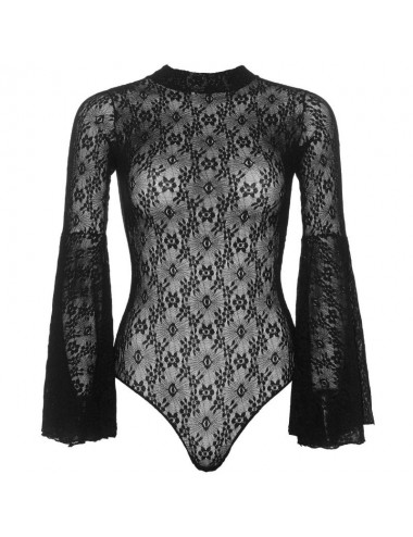 LEG AVENUE TEDDY COLLO ALTO CON MANICA A CAMPANA TAGLIA UNICA