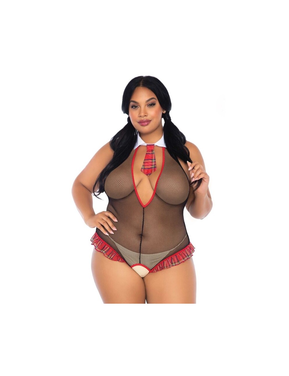 LEG AVENUE TEDDY SCHOOLGIRL CON APERTURA SIZE PLUS