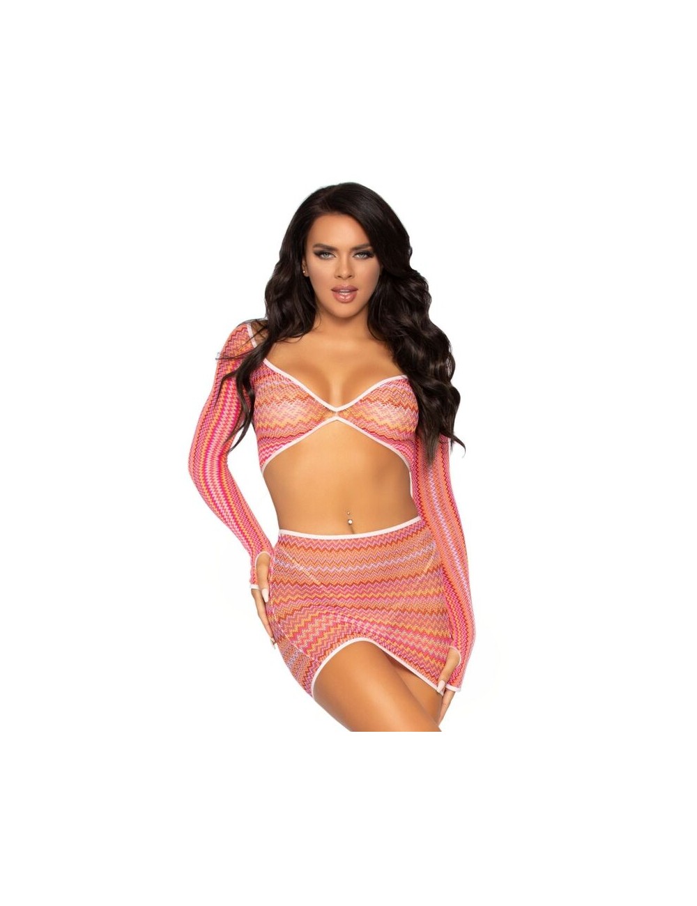 TOP E MINIGONNA A ZIG ZAG LEG AVENUE TAGLIA UNICA TOP E MINIGONNA A ZIG ZAG LEG AVENUE TAGLIA UNICA