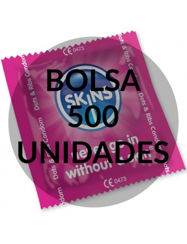 SKINS PRESERVATIVI DOTS & RIBS BAG 500 UDS