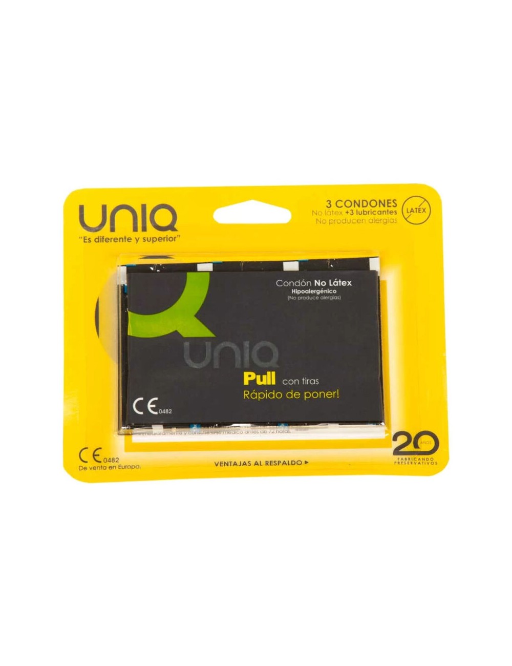 UNIQ PULL LATEX FREE CONDOMS WITH STRIPS 3 UNITS