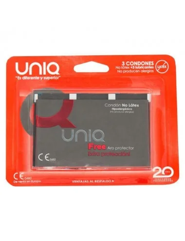 UNIQ FREE LATEX FREE CONDOMS WITH PROTECTIVE RING 3 UNITS