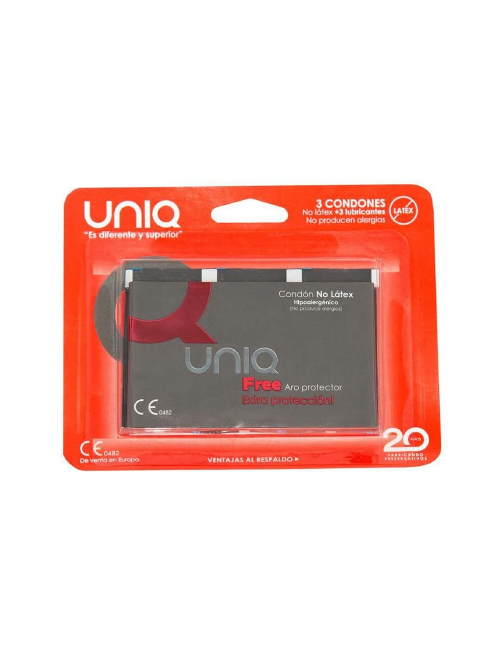 UNIQ FREE LATEX FREE CONDOMS WITH PROTECTIVE RING 3 UNITS