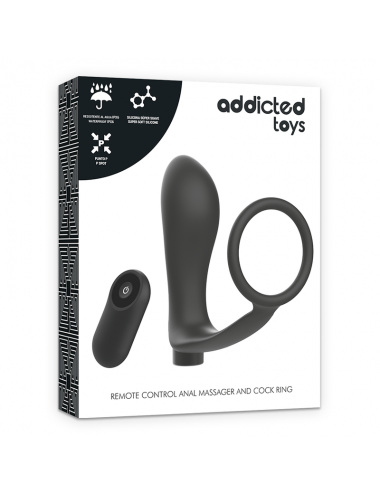 ANELLO PENE CON TELECOMANDO ADDICTED TOYS PLUG ANALE NERO RICARICABILE
