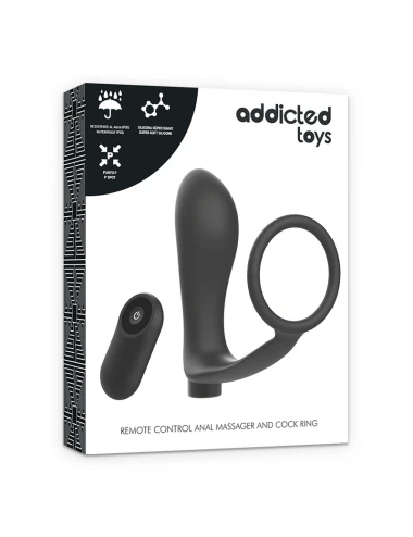 ANELLO PENE CON TELECOMANDO ADDICTED TOYS PLUG ANALE NERO RICARICABILE