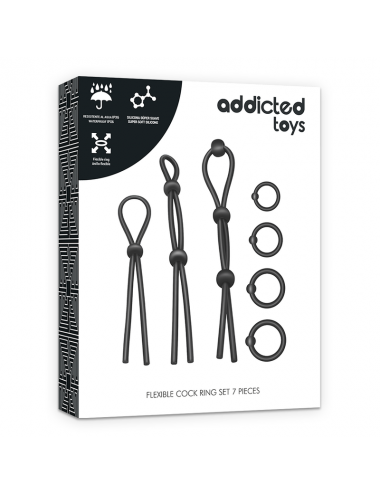 ADDICTED TOYS SET DI ANELLI PER CAZZO IN SILICONE FLESSIBILE 7 PEZZI