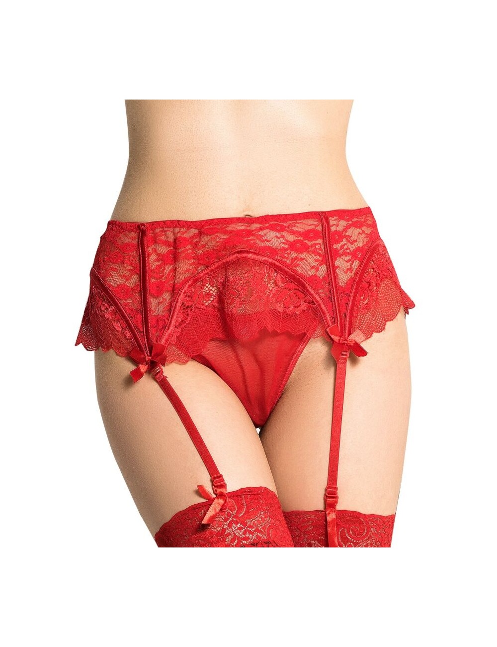 PERIZOMA LINGERIE CON CINTURA IN PIZZO - ROSSO L / XL