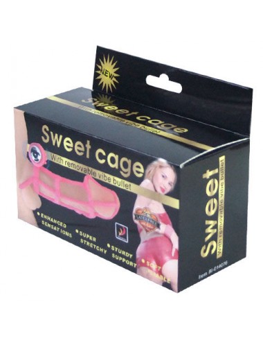 SWEET 10 RITMOS FUNDA Y ANILLO SILICONA PARA EL PENE ROSA.