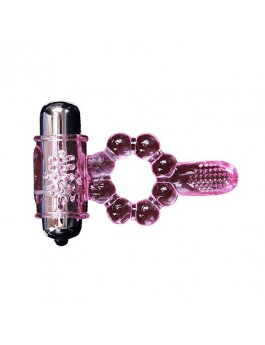 ANILLO SILICONA 10 RITMOS  LENGUA CON VIBRACION ROSA